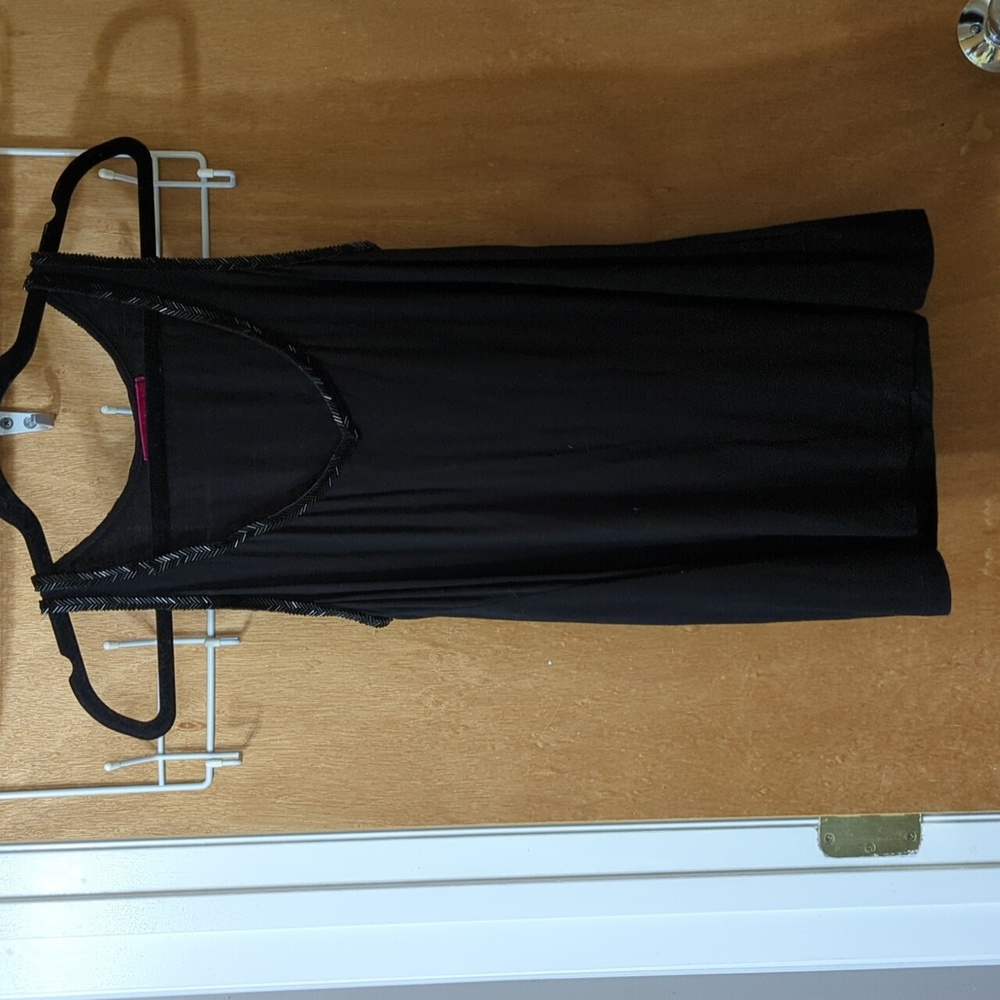 Velvet Black tank with embellished hem - size small